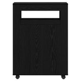 Narrow Bathroom Cabinet With Wheels Black Oak Engineered Wood