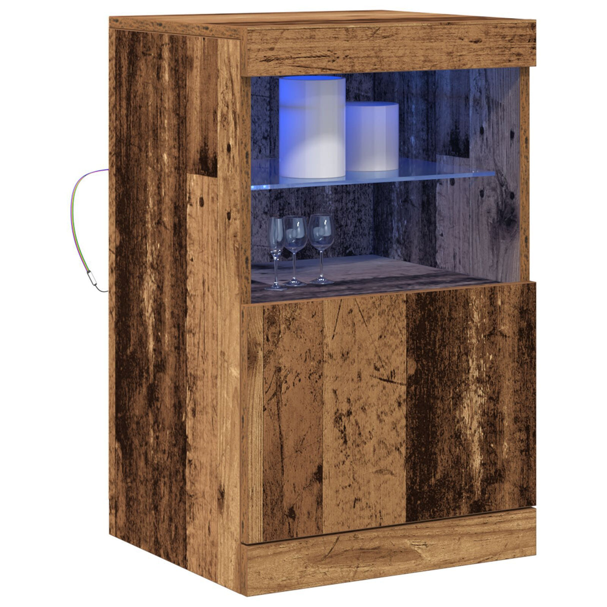 Sideboard With Led Lights Old Wood 41X37X67 Cm