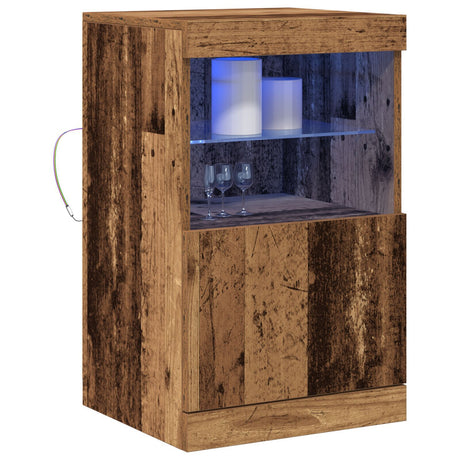 Sideboard With Led Lights Old Wood 41X37X67 Cm