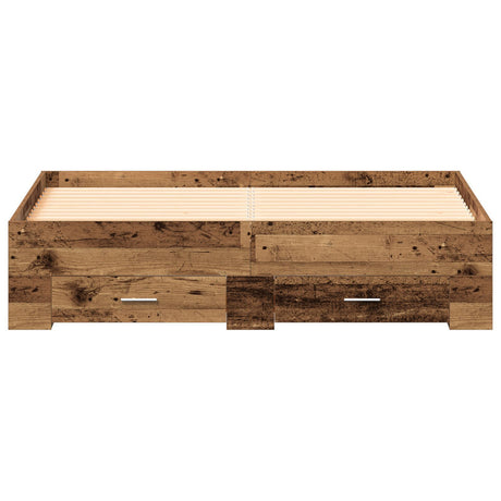 Bed Frame With Drawers Old Wood Engineered Wood 140 X 200 Cm
