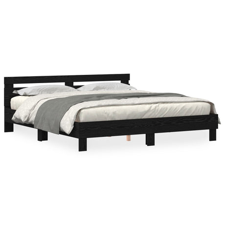 Wood Bed Frame Black Oak Solid Wood 200 X 200 Cm Durable