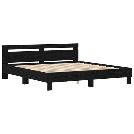 Wood Bed Frame Black Oak Solid Wood 200 X 200 Cm Durable