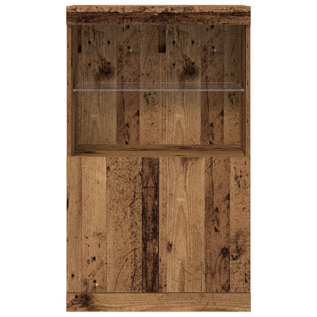 Sideboard With Led Lights Old Wood 60X37X100 Cm