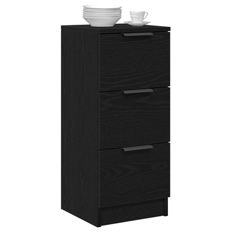 Sideboards 2 Pcs Black Oak 30X30X70 Cm Engineered Wood