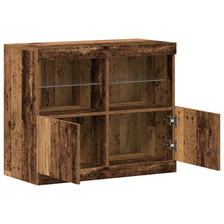 Sideboard With Led Lights Old Wood 81X37X67 Cm