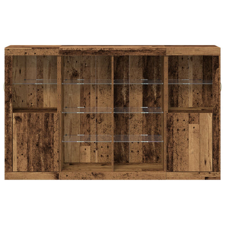 Sideboard With Led Lights Old Wood 163X37X100 Cm Engineered Wood,  Sideboard With Led Lights Old Wood 41X37X100 Cm