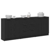 3 Piece Sideboards Black Oak Engineered Wood