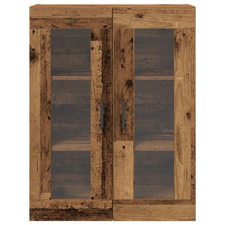 Wall-Mounted Cabinet With Glass Doors - Old Wood - 69.5X34X90 Cm