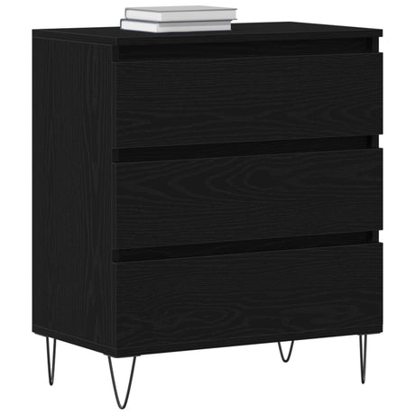 Sideboard With Drawers Black Oak 60X35X70 Cm Engineered Wood