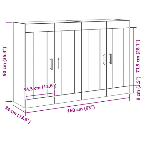 Wall Mounted Cabinets 2 Pcs Black Oak Engineered Wood