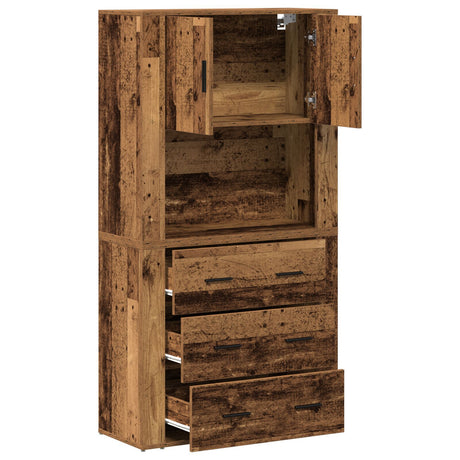 Highboard Old Wood 80X33X150 Cm Engineered Wood