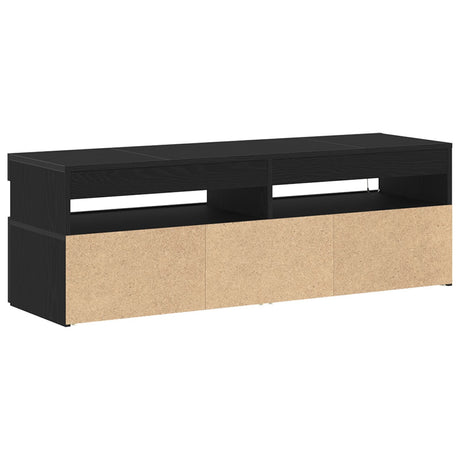 Tv Cabinet With Led Black Oak 120X35X40 Cm Engineered Wood