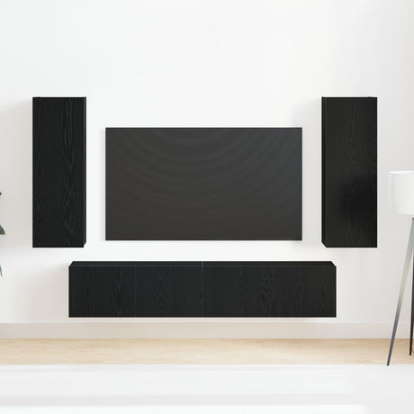 4 Piece Tv Cabinet Set Wall-Mounted Engineered Wood,  Tv Stand 80X30X30 Cm Made Of Engineered Wood,  Wall-Mounted Tv Cabinets - 2 Pcs , 30.5X30X90 Cm, Made From Engineered Wood