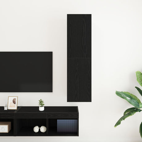 Tv Cabinet Black Oak 30,5X30X110 Cm Engineered Wood