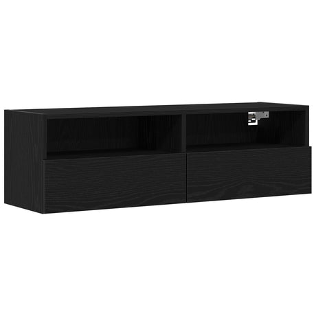 Tv Wall Cabinets 2 Pcs Black Oak 100X30X30 Cm Engineered Wood