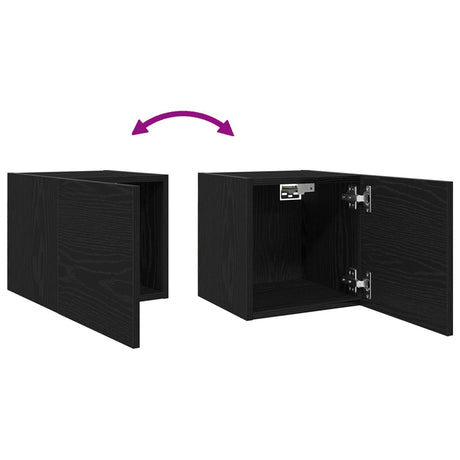Wall Mounted Tv Cabinet In Black Oak - 30.5 X 30 X 30 Cm