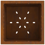 Smokeless Fire Pit Square 48X48X50 Cm Weathering Steel