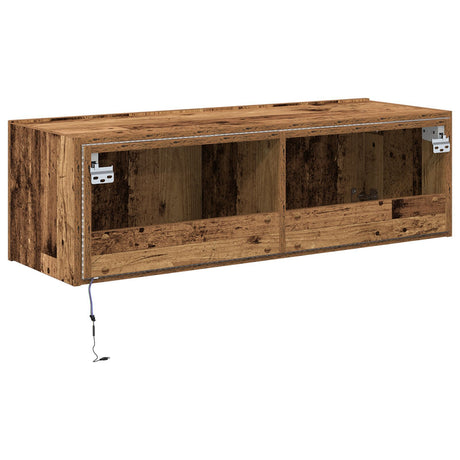 Tv Wall Cabinet With Led Lights Old Wood 100X35X31 Cm