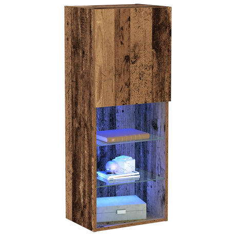 Tv Cabinet With Led Lights Old Wood 40,5X30X102 Cm