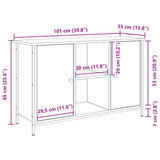 Tv Cabinet Black Oak 101X35X65 Cm Engineered Wood And Steel