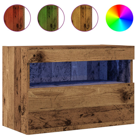 Tv Wall Cabinet With Led Lights Old Wood 60X30X40 Cm