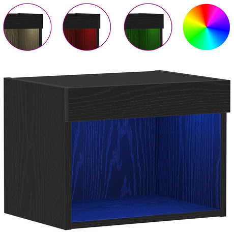 Wall Cabinets With Led Lights 2 Pcs Black Oak 40X30X30 Cm