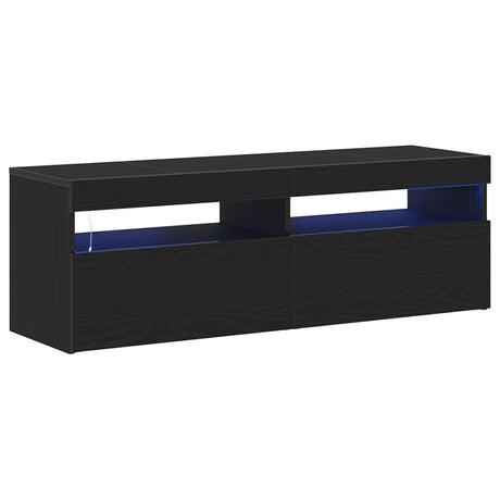 Tv Cabinet With Led Black Oak 120X35X40 Cm Engineered Wood