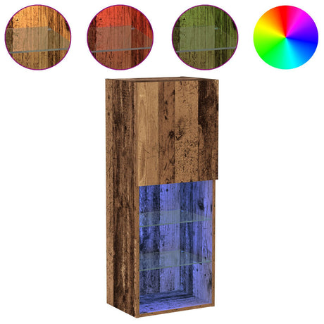 Tv Cabinet With Led Lights Old Wood 40,5X30X102 Cm