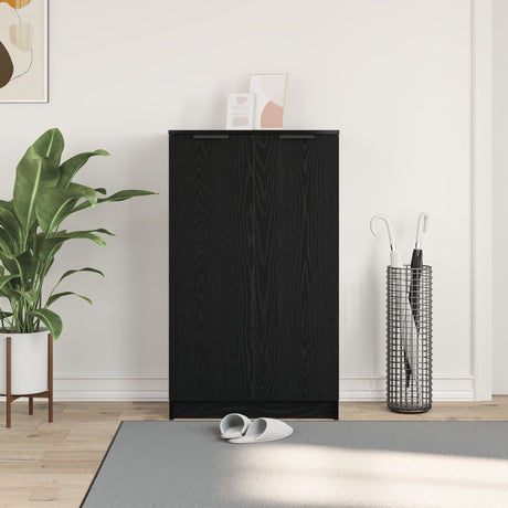 Shoe Cabinet In Black Oak - 59 X 35 X 100 Cm - Made From Engineered Wood