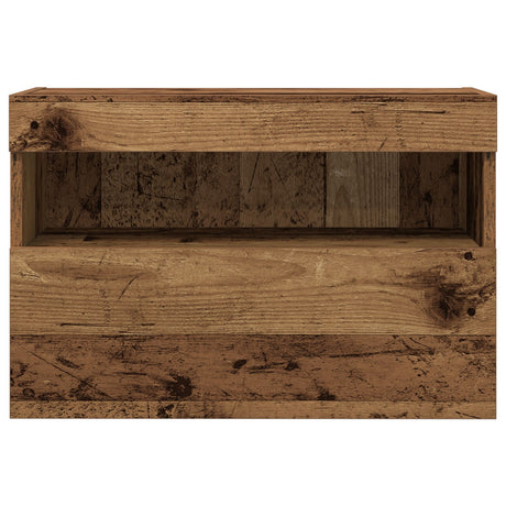 Tv Wall Cabinets With Led Lights 2 Pcs Old Wood 60X30X40 Cm