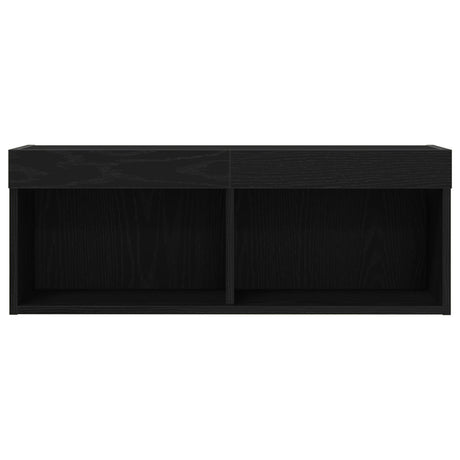 Tv Wall Cabinets With Led Lights 2 Pcs Black Oak 80X30X30 Cm