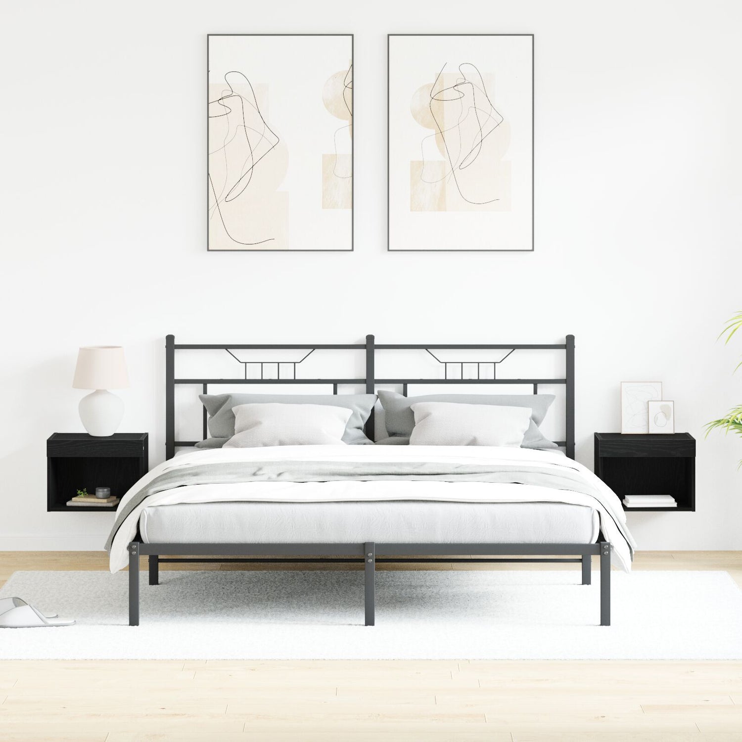 Wall Cabinets With Led Lights 2 Pcs Black Oak 40X30X30 Cm