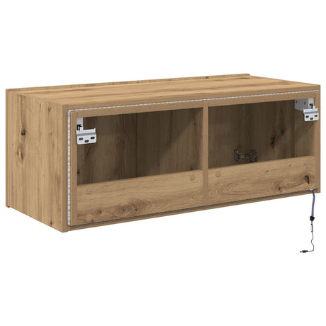 Tv Wall Cabinet With Led Lights Artisan Oak 80X35X31 Cm