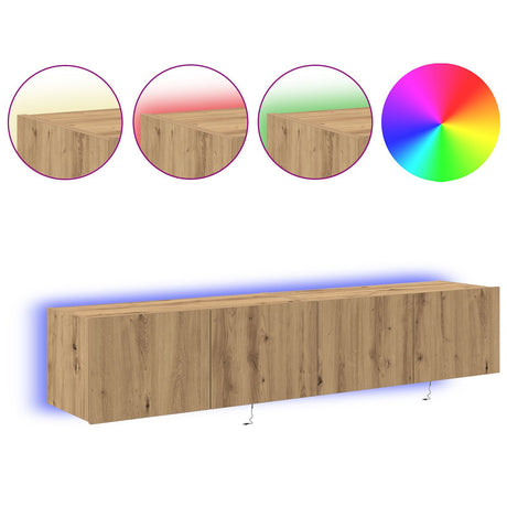 Tv Wall Cabinets With Led Lights 2 Pcs Artisan Oak 80X35X31 Cm