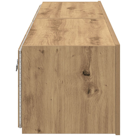 Tv Wall Cabinets With Led Lights 2 Pcs Artisan Oak 80X35X31 Cm