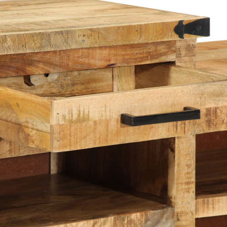Shoe Bench 110X35X50 Cm Solid Rough Wood Mango