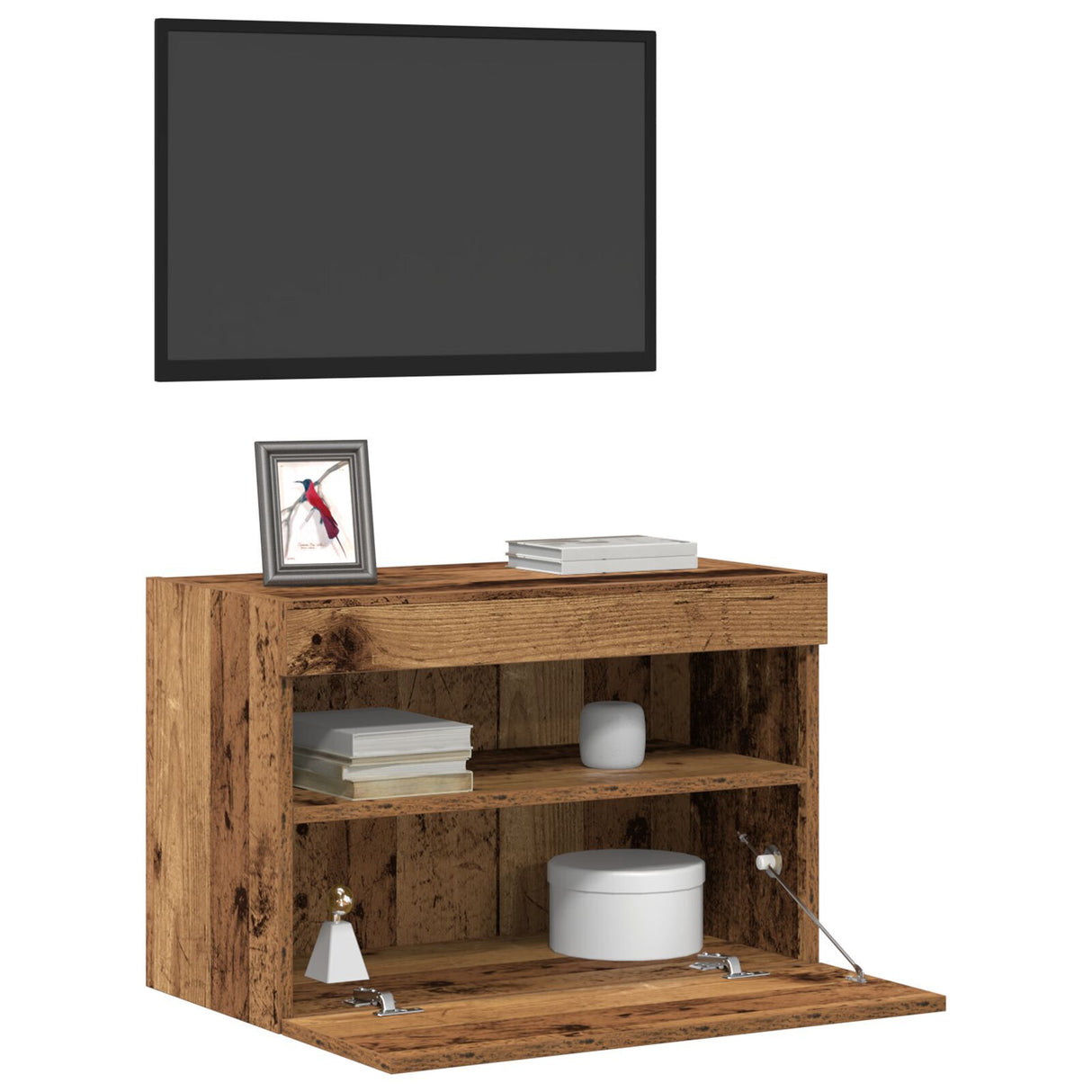 Tv Wall Cabinets With Led Lights 2 Pcs Old Wood 60X30X40 Cm