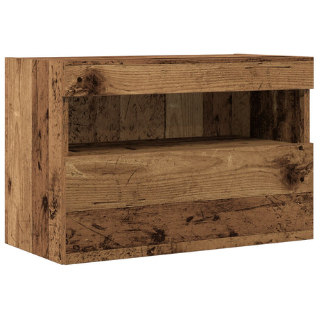 Tv Wall Cabinet With Led Lights Old Wood 60X30X40 Cm