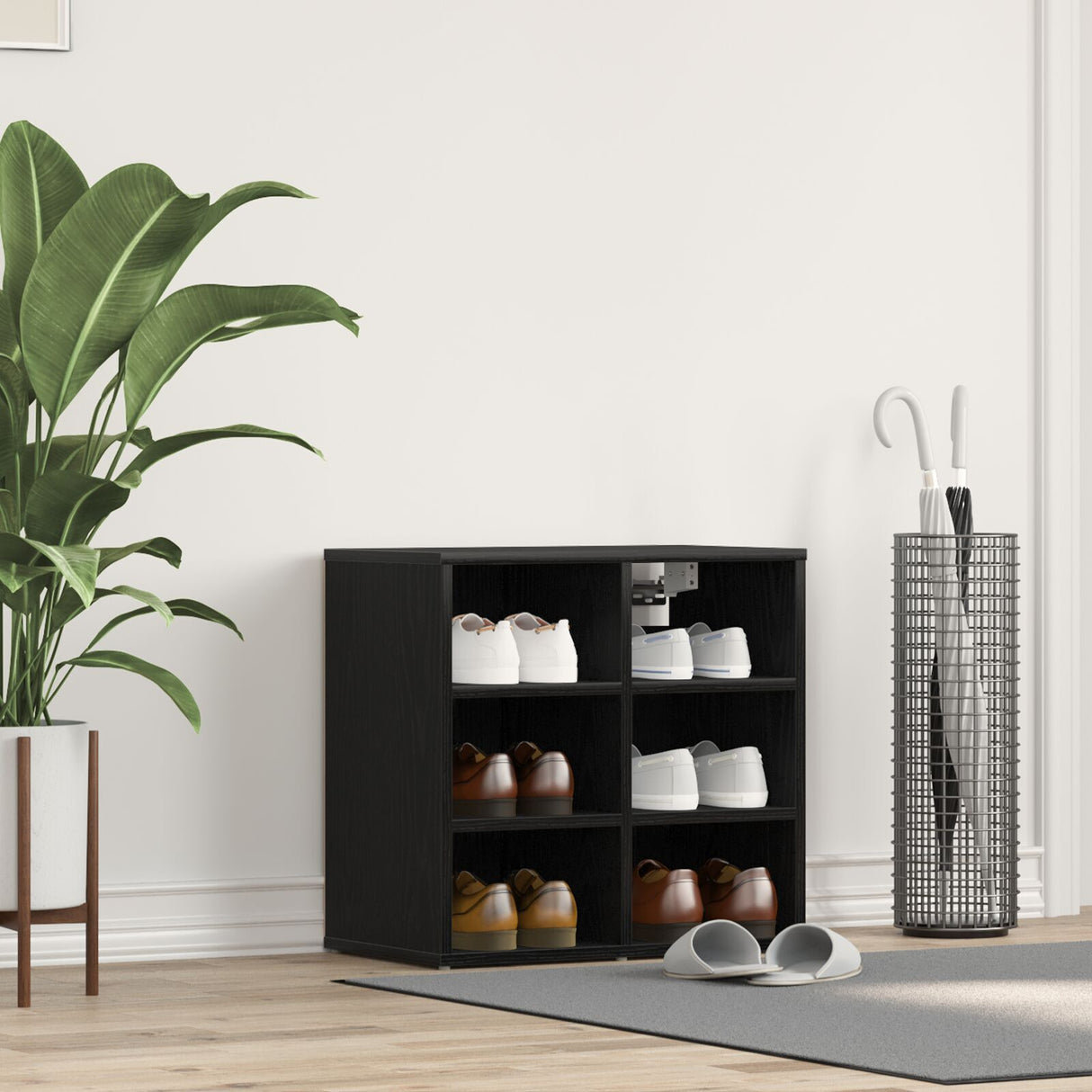 Shoe Cabinet Black Oak 52.5X30X50 Cm