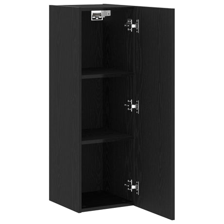 Wall-Mounted Tv Cabinets - 2 Pcs Black Oak, 30.5X30X90 Cm, Made From Engineered Wood