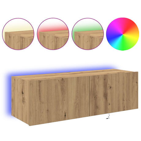 Tv Wall Cabinet With Led Lights Artisan Oak 100X35X31 Cm