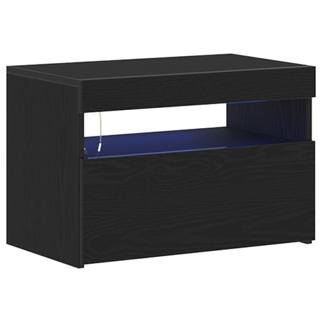 Tv Cabinets With Led Lights 2 Pcs Black Oak 60X35X40 Cm Engineered Wood