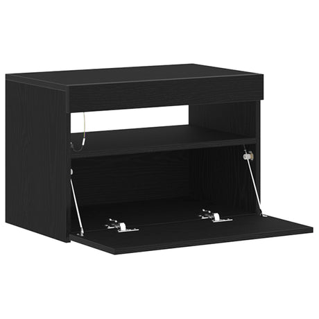 Tv Cabinets With Led Lights 2 Pcs Black Oak 60X35X40 Cm Engineered Wood