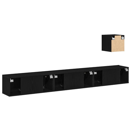 4 Piece Tv Cabinet Set Black Oak Engineered Wood