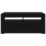 Tv Cabinet With Led Black Oak 90X35X40 Cm Engineered Wood