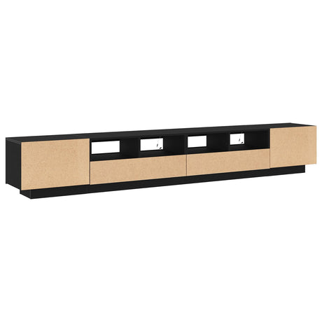 Tv Stand With Led Lights - Black Oak, 260X35X40 Cm, Made Of Engineered Wood