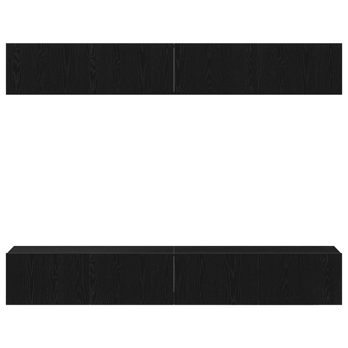 4-Piece Tv Cabinet Set - Wall-Mounted Black Oak Engineered Wood