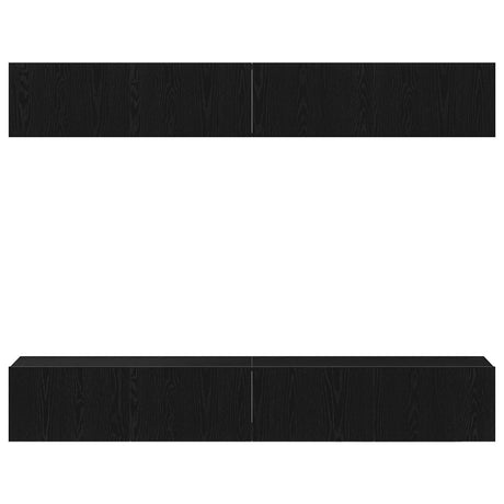 4-Piece Tv Cabinet Set - Wall-Mounted Black Oak Engineered Wood