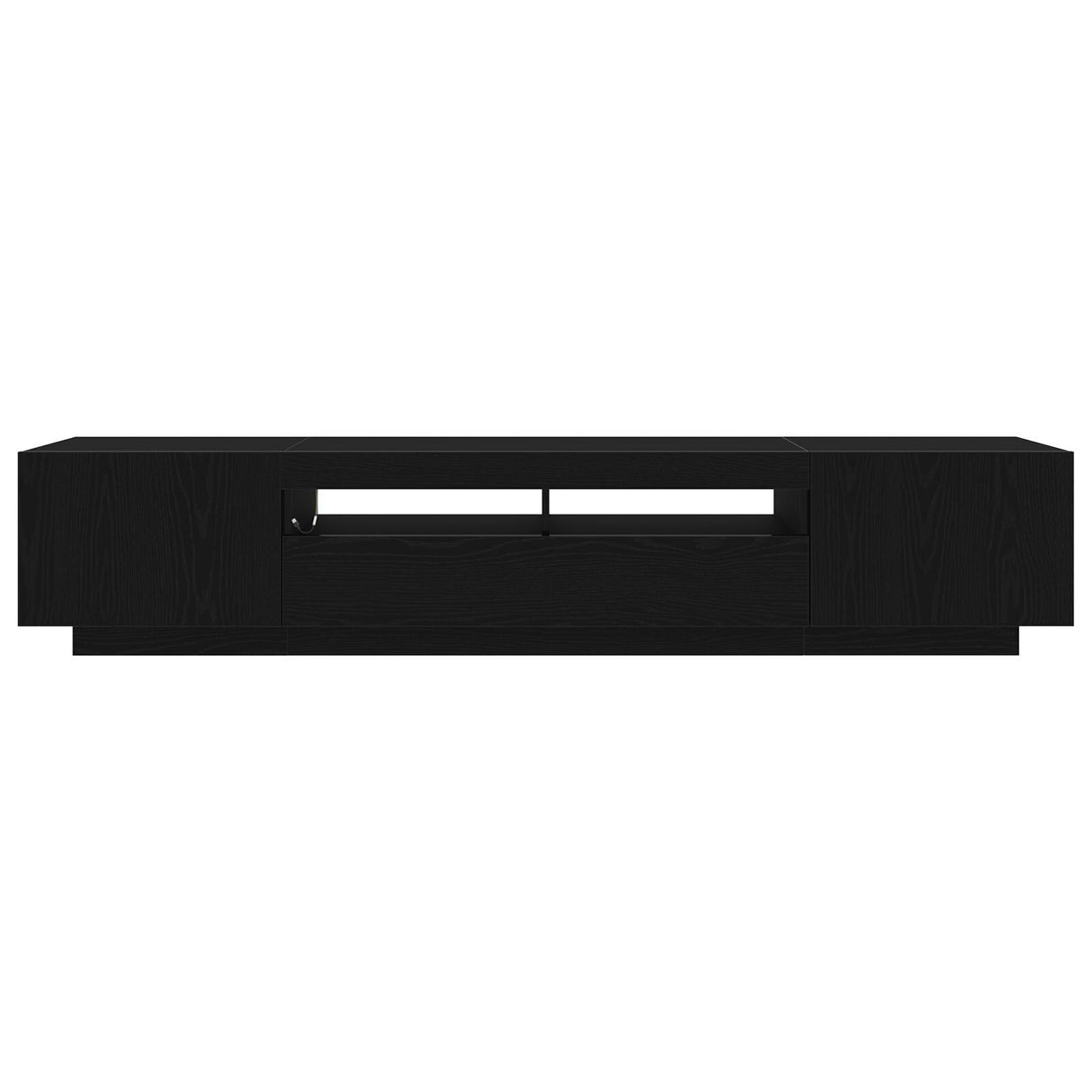 Tv Cabinet With Led Lights - Black Oak - 200 X 35 X 40 Cm - Engineered Wood