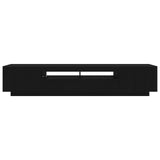 Tv Cabinet With Led Lights - Black Oak - 200 X 35 X 40 Cm - Engineered Wood